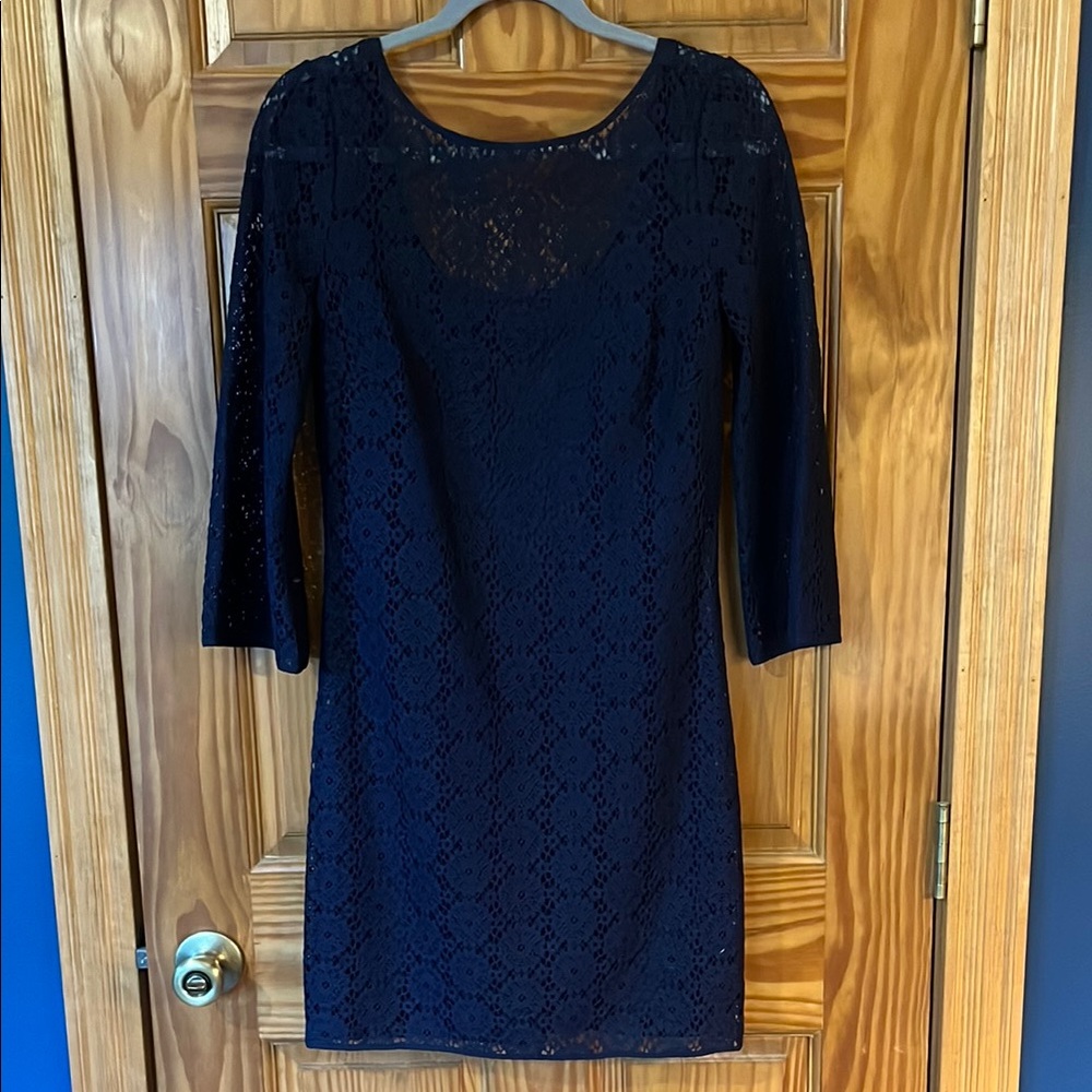 Lilly Pulitzer Navy Lace Dress Bell Sleeve